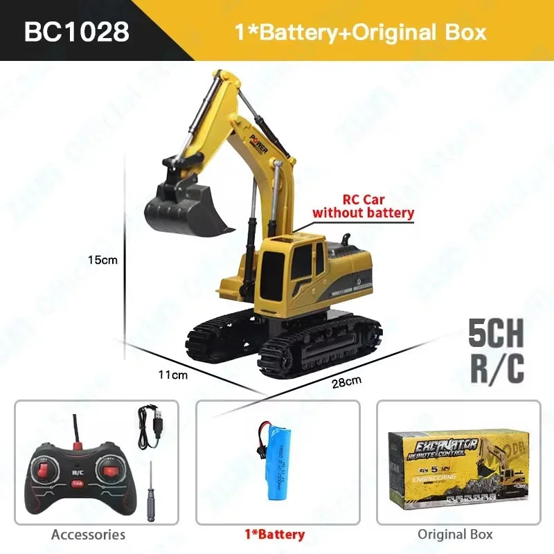 4WD Professional Remote Control Excavator Alloy Dump Truck Bulldozer Model RC Car