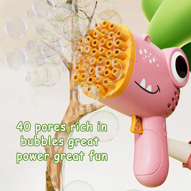40-Hole Dinosaur Bubble Gun β Multi-Hole Outdoor Bubble Blower Toy