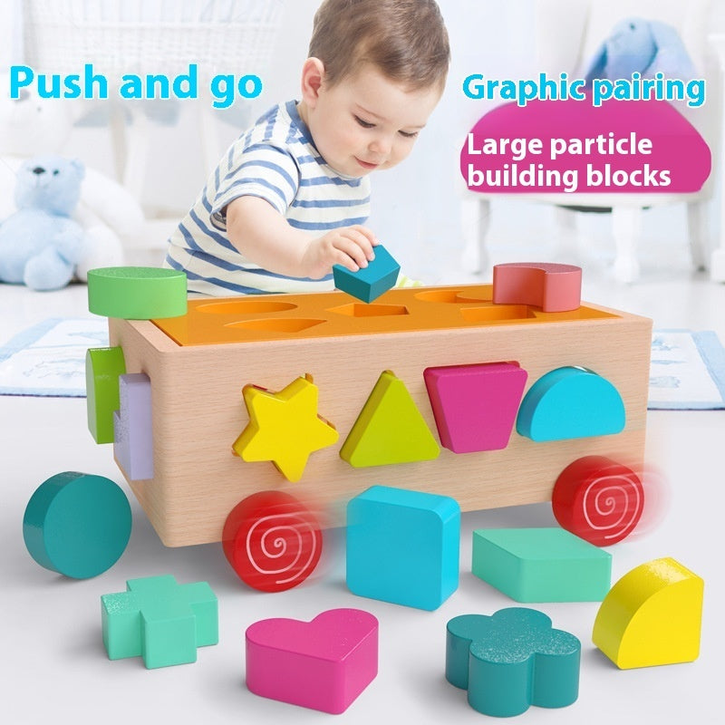 Children’s Wooden Educational Smart Car – Multi-Function Early Learning Building Blocks Toy (4–6Y)