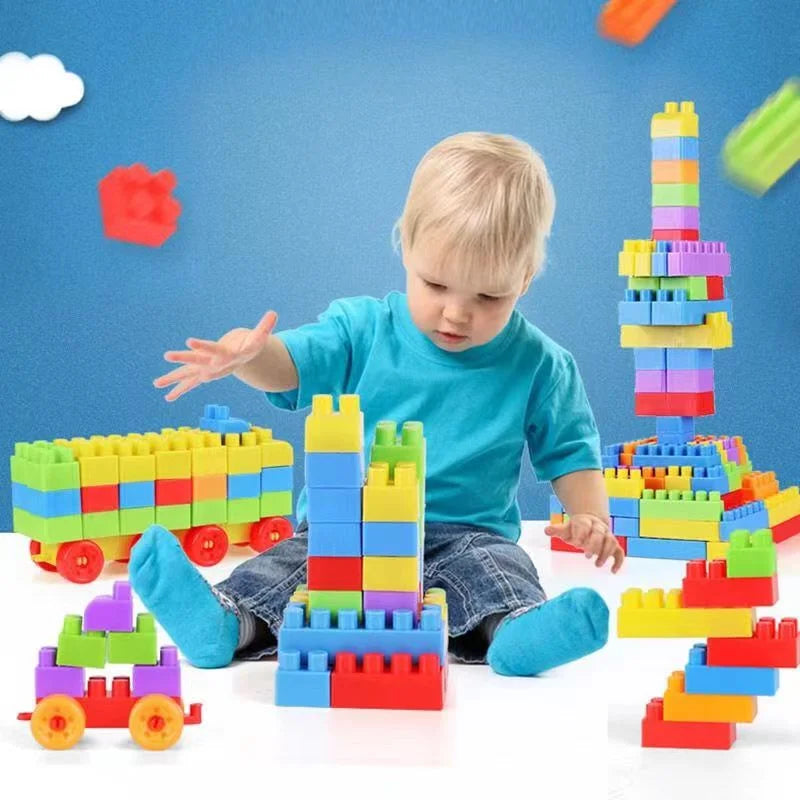 130pcs Large Particle Building Block Set with Storage Box – Educational Toy for Toddlers & Kids