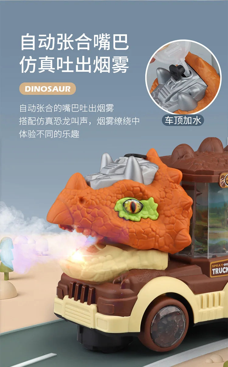 Dinosaur Spray Electric Car Toy β Light & Sound Interactive Triceratops & T-Rex for Kids