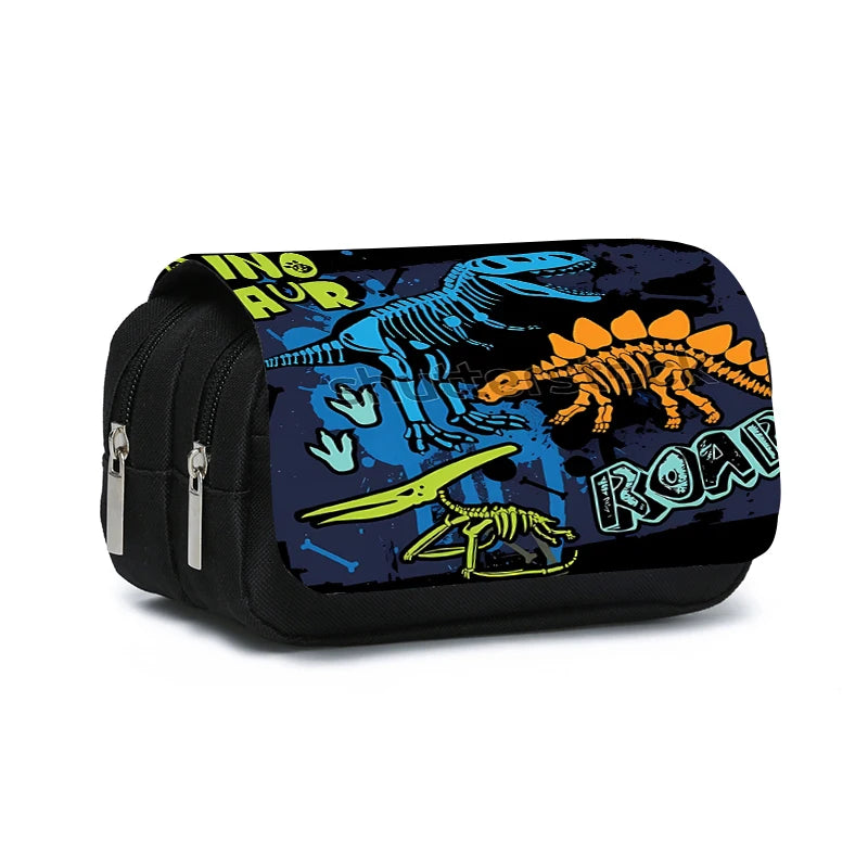 3D Dinosaur Pencil Case β Double-Layer Flip Pen Pouch for Kids