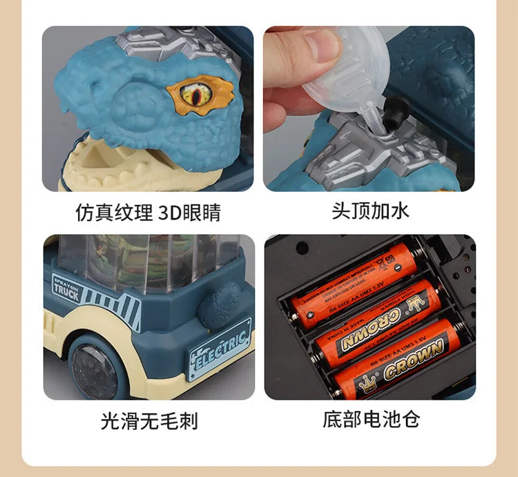 Dinosaur Spray Electric Car Toy β Light & Sound Interactive Triceratops & T-Rex for Kids