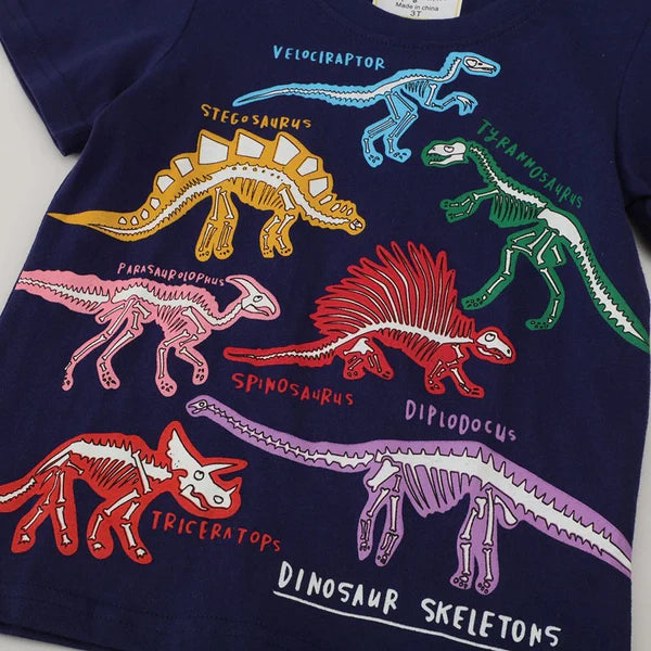 Kids Luminous Shark & Dinosaur T-Shirt β Glow-in-the-Dark 100% Cotton Summer Short Sleeve Tee (2β7 Years)