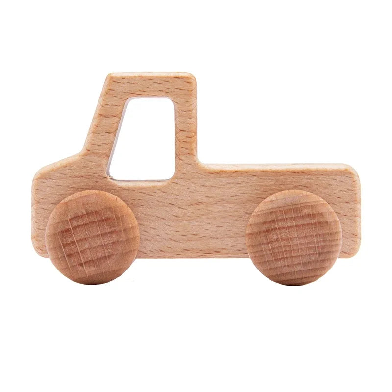 Wooden Baby Dinosaur Car Toy β Montessori Beech Wood Teether & Educational Toy for Infants