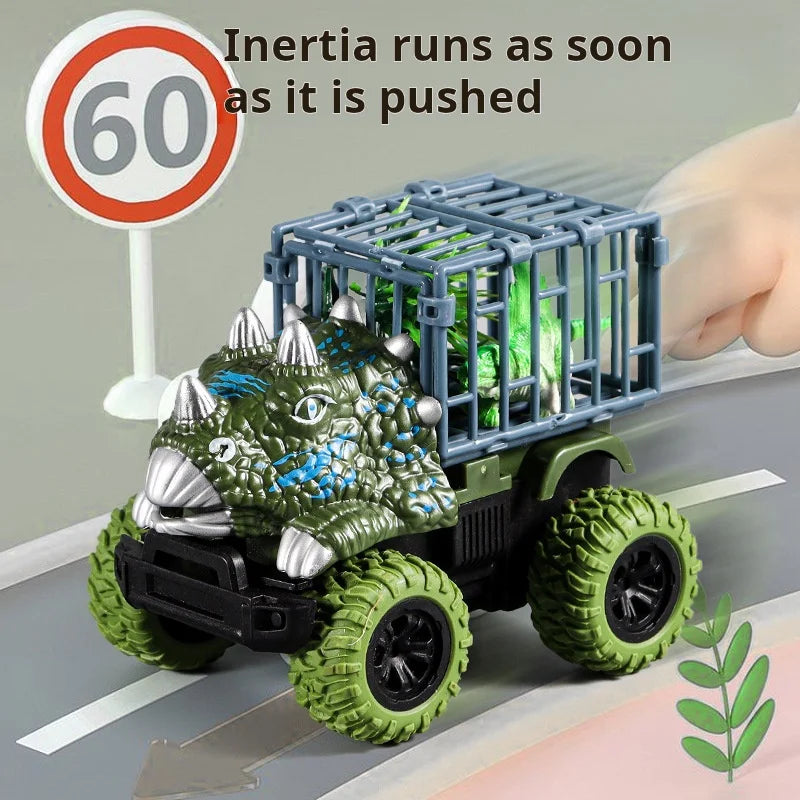 Pull Back Dinosaur Transport Truck with Dino Figures – Monster Truck Toy Set for Boys & Toddlers