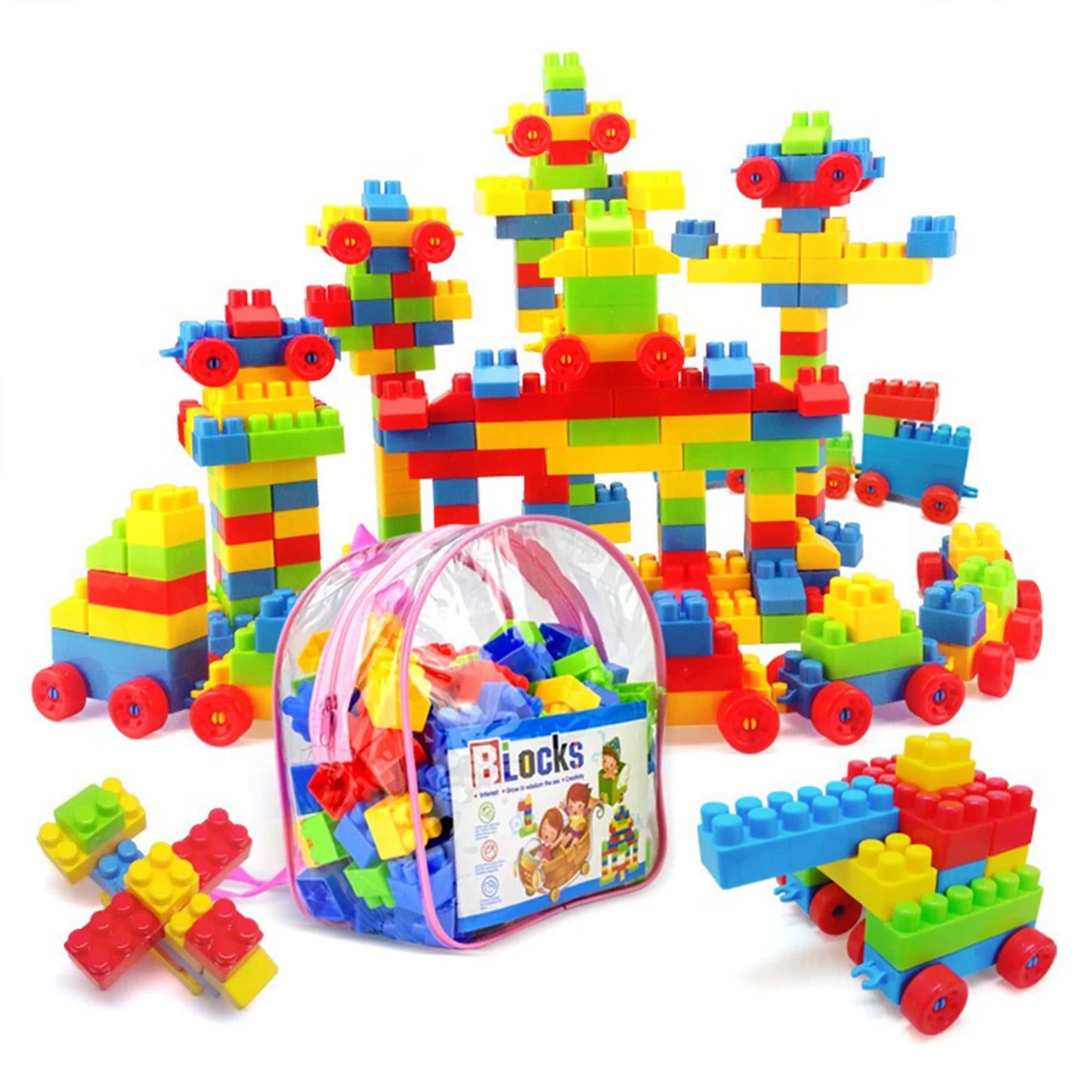 130pcs Large Particle Building Block Set with Storage Box – Educational Toy for Toddlers & Kids