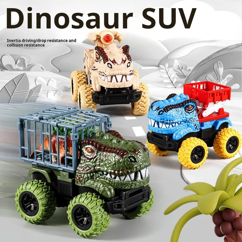 Pull Back Dinosaur Transport Truck with Dino Figures – Monster Truck Toy Set for Boys & Toddlers