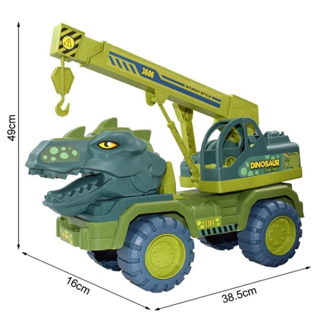 Dinosaur Construction Vehicle Toy Set β Excavator, Dump Truck & Engineering Car Toys for Kids