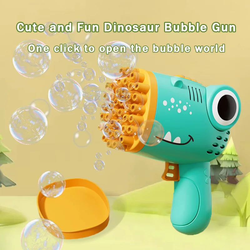 40-Hole Dinosaur Bubble Gun – Multi-Hole Outdoor Bubble Blower Toy