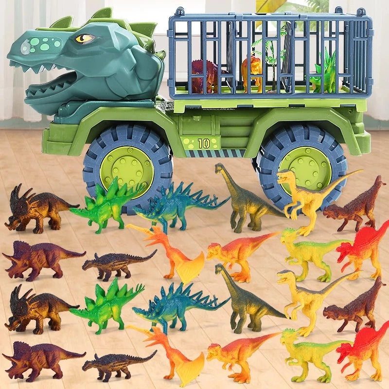 Dinosaur Construction Vehicle Toy Set – Excavator, Dump Truck & Engineering Car Toys for Kids