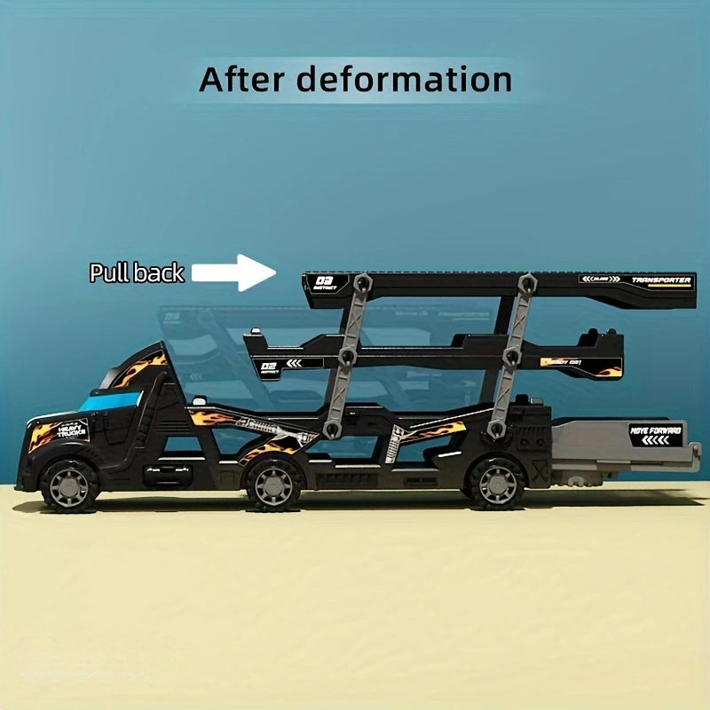 Large Deformation Transporter Truck with Folding Racing Track – Educational Car Toy for Kids