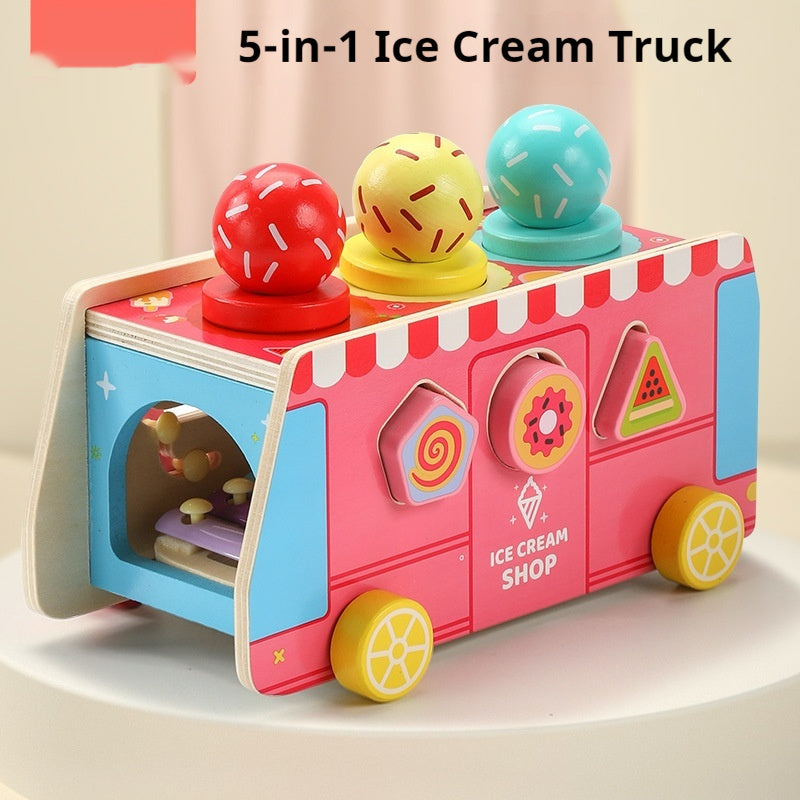 Children’s Wooden Educational Smart Car – Multi-Function Early Learning Building Blocks Toy (4–6Y)