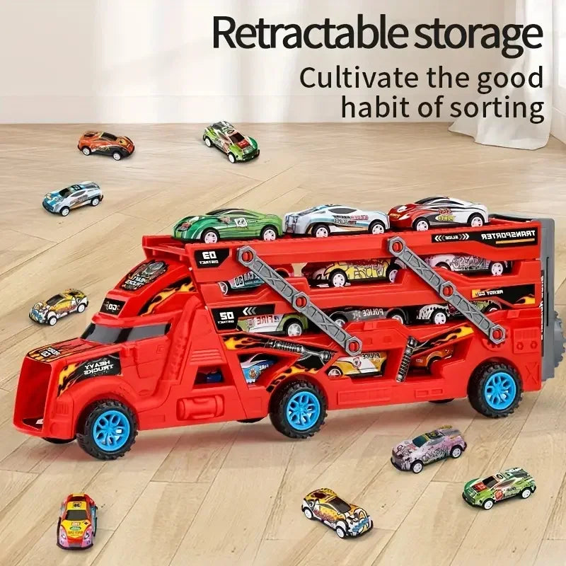 Large Deformation Transporter Truck with Folding Racing Track – Educational Car Toy for Kids