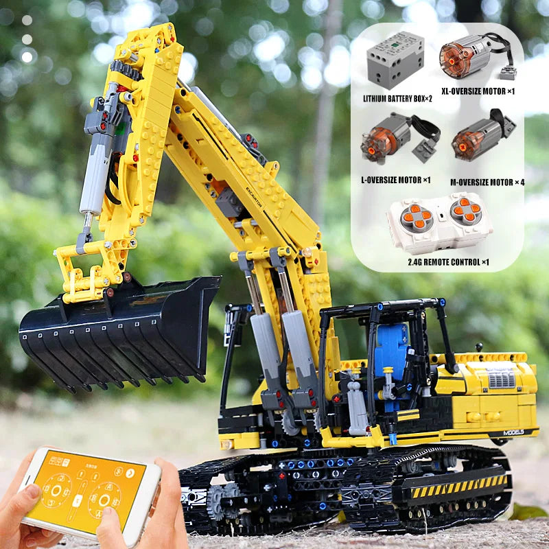 MOULD KING 13112 Motorized Excavator – Remote Control MOC Building Block Set for Kids
