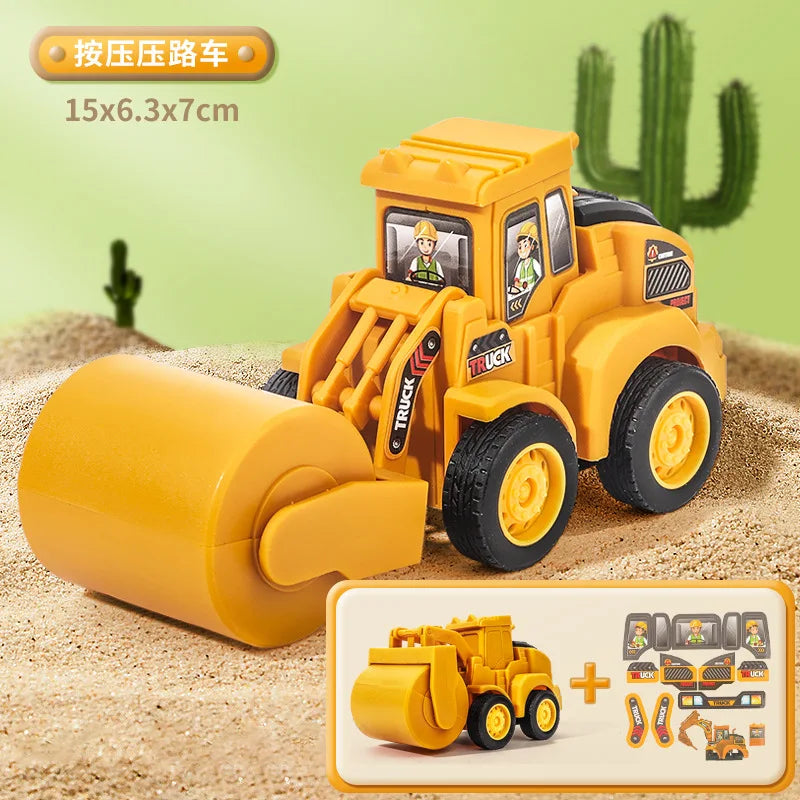 Engineering Vehicle Model Press Sliding Car Excavator Bulldozer Children Educational Construction Vehicle Toy Kids Boy Gift