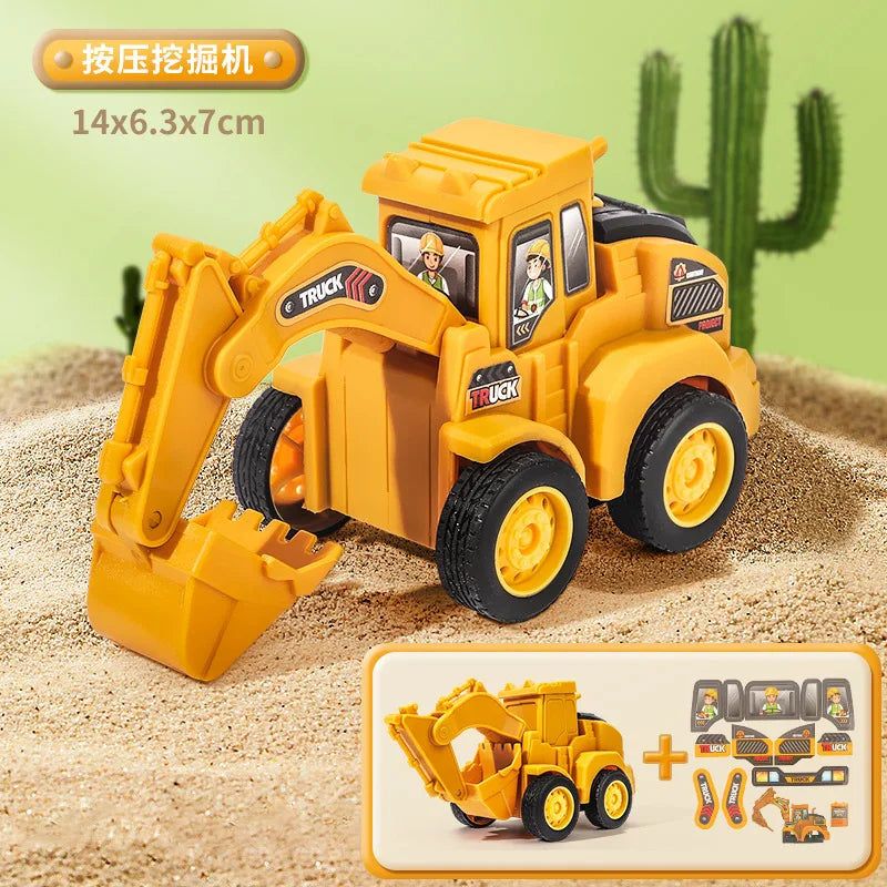 Engineering Vehicle Model Press Sliding Car Excavator Bulldozer Children Educational Construction Vehicle Toy Kids Boy Gift