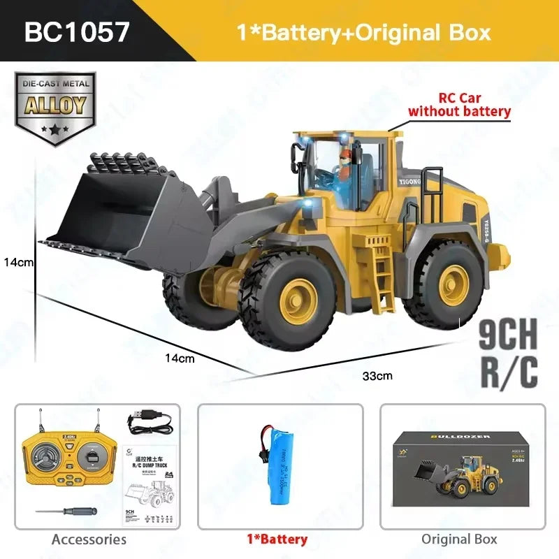 4WD Professional Remote Control Excavator Alloy Dump Truck Bulldozer Model RC Car