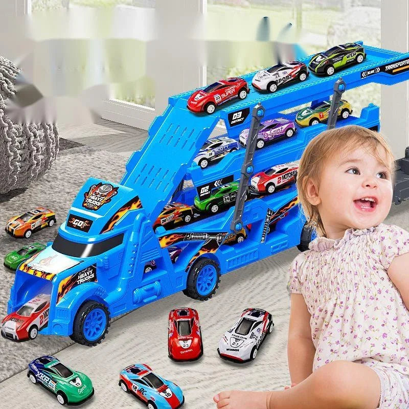 Large Deformation Transporter Truck with Folding Racing Track – Educational Car Toy for Kids