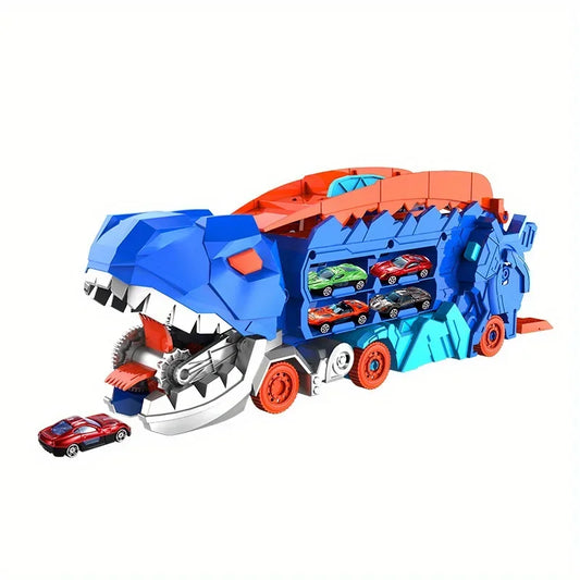 2-in-1 Dinosaur Transport Truck – Transforming T-Rex with Foldable Race Track