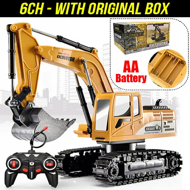 RC Excavator 1:24 Scale – 2.4GHz 6-Channel Remote Control Construction Truck Toy for Kids