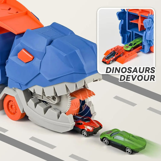 2-in-1 Dinosaur Transport Truck – Transforming T-Rex with Foldable Race Track