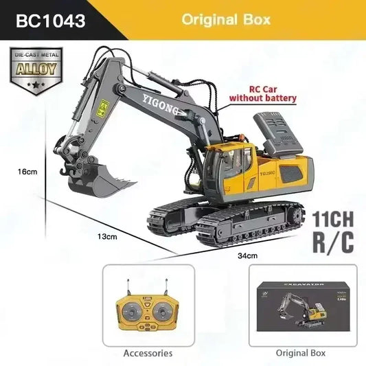4WD Professional Remote Control Excavator Alloy Dump Truck Bulldozer Model RC Car