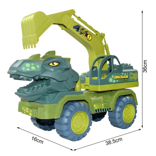 Dinosaur Construction Vehicle Toy Set – Excavator, Dump Truck & Engineering Car Toys for Kids