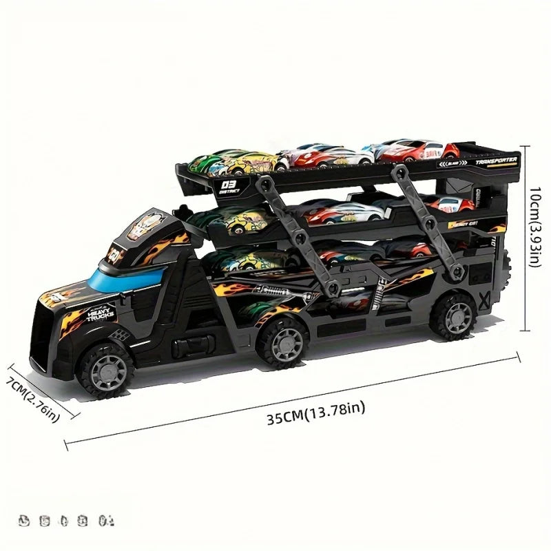 Large Deformation Transporter Truck with Folding Racing Track – Educational Car Toy for Kids