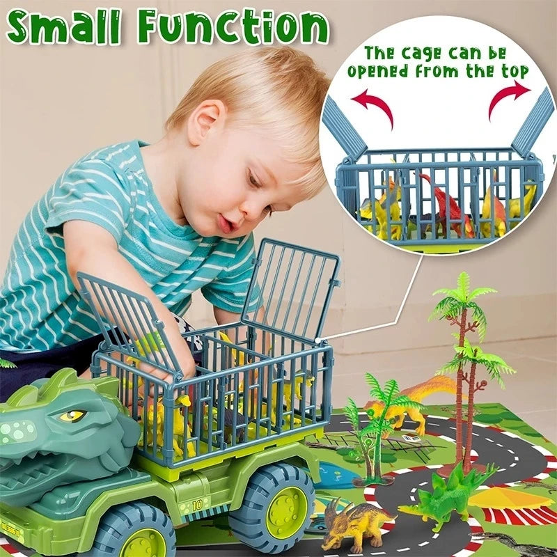 Dinosaur Construction Vehicle Toy Set – Excavator, Dump Truck & Engineering Car Toys for Kids