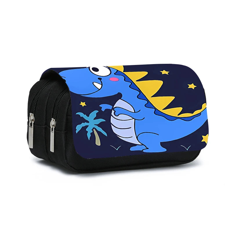 3D Dinosaur Pencil Case – Double-Layer Flip Pen Pouch for Kids
