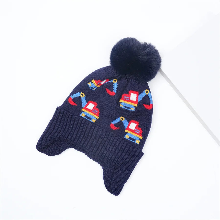 Warm Excavator Beanie with Earflaps (2–8Y)