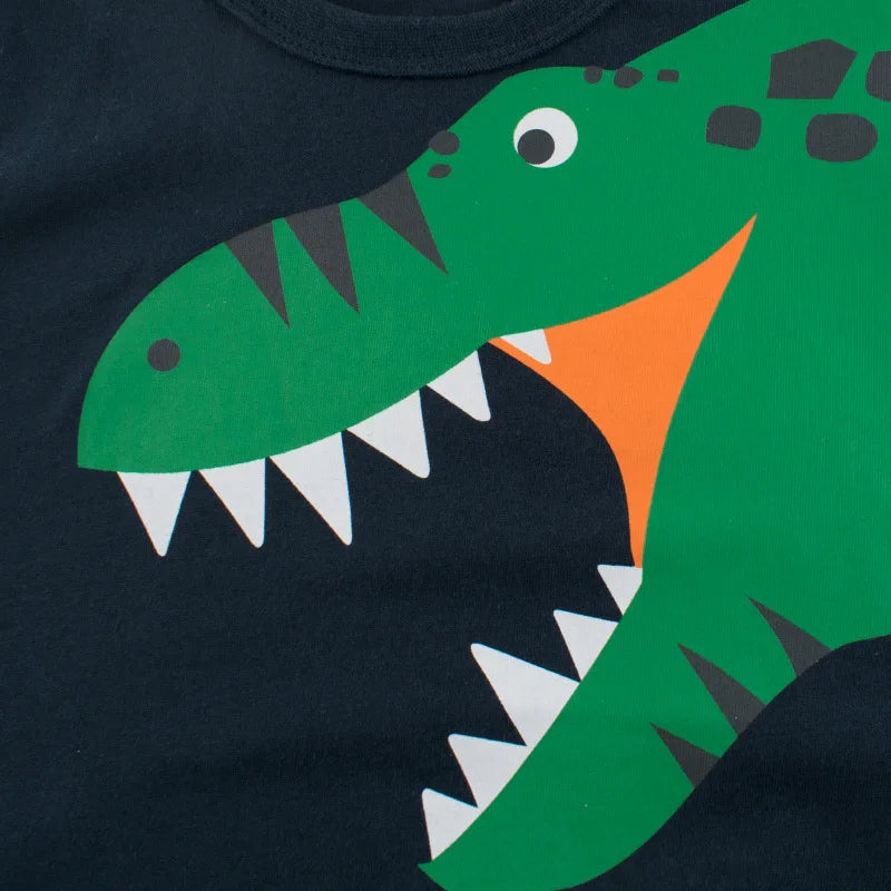 Summer Kids 3D Cartoon Dinosaur T-Shirt – 100% Cotton Boys & Girls Animal Print Tee