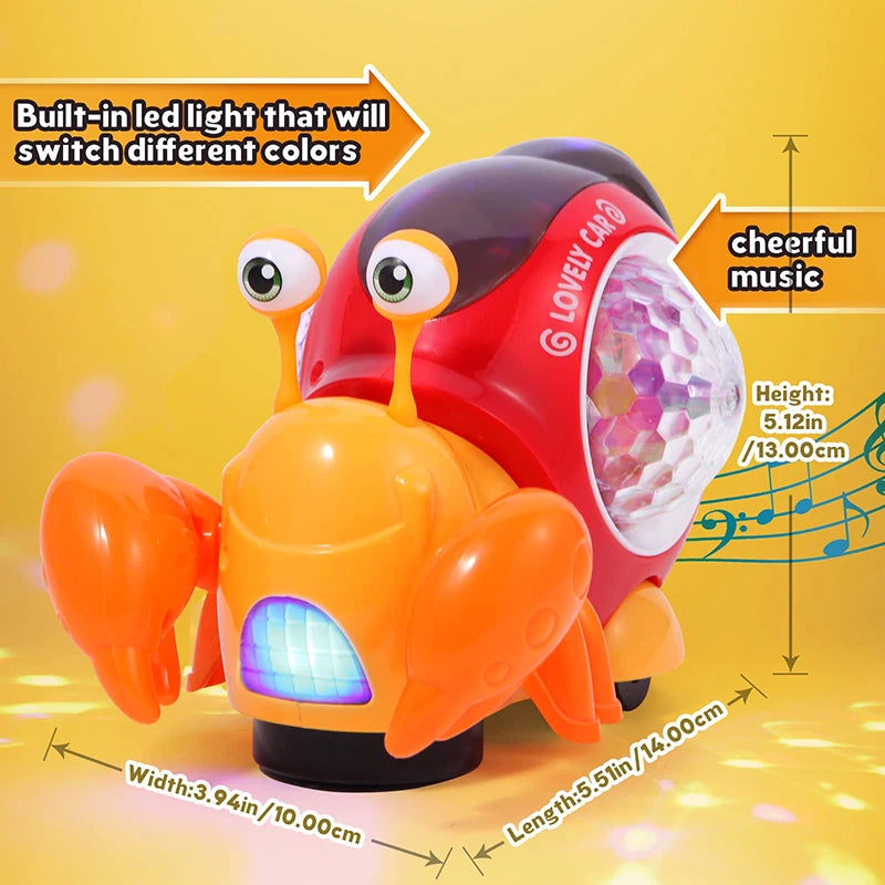Crawling Crab & Snail Toy – Musical Light-Up Tummy Time Toy for Babies & Toddlers