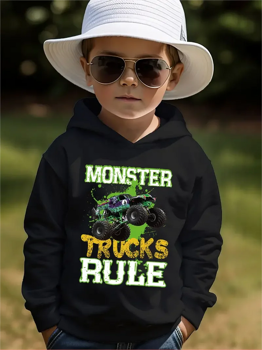 Monster Trucks Rule Boys casual long-sleeved hoodie, boys blazer, kids outdoor