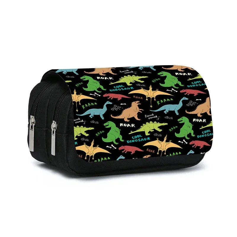 3D Dinosaur Pencil Case – Double-Layer Flip Pen Pouch for Kids