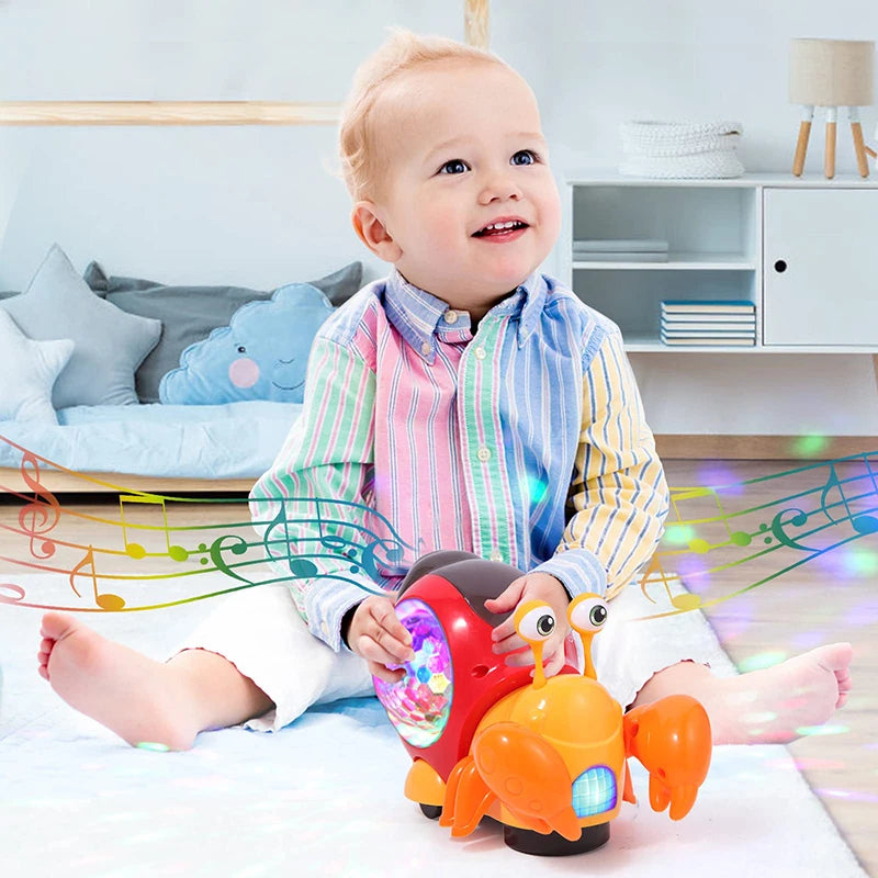 Crawling Crab & Snail Toy – Musical Light-Up Tummy Time Toy for Babies & Toddlers