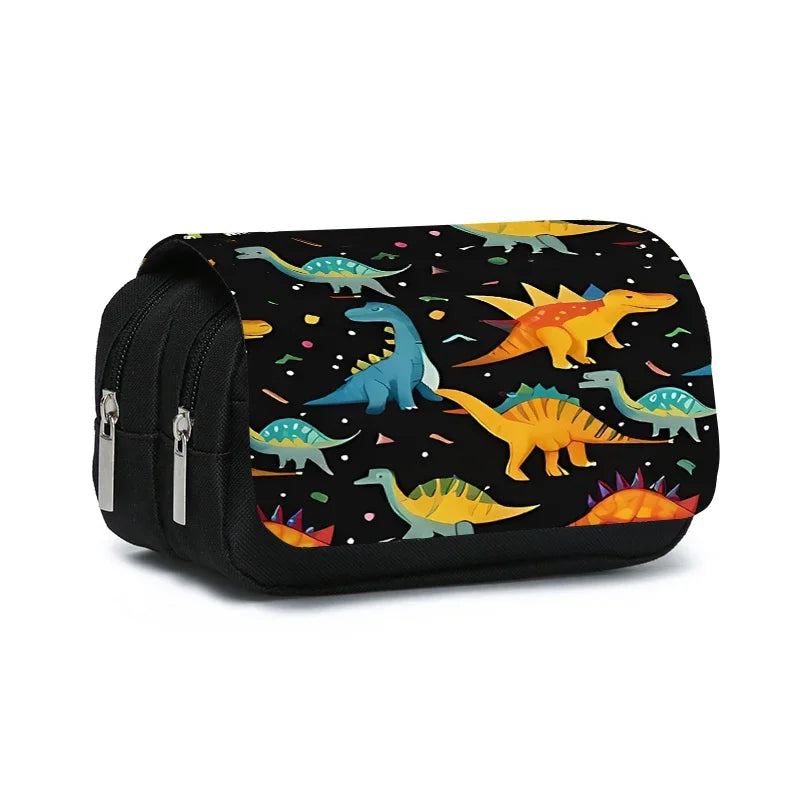 3D Dinosaur Pencil Case – Double-Layer Flip Pen Pouch for Kids