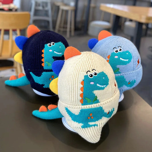 Kids 3D Dino Knit Beanie with Earflaps (2–6Y Kids)