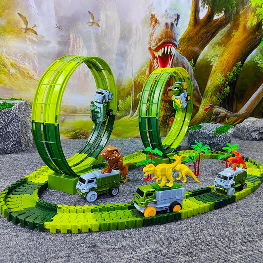 Electric Dinosaur Track Car – Magic Flexible Climbing Railway Toy for Kids