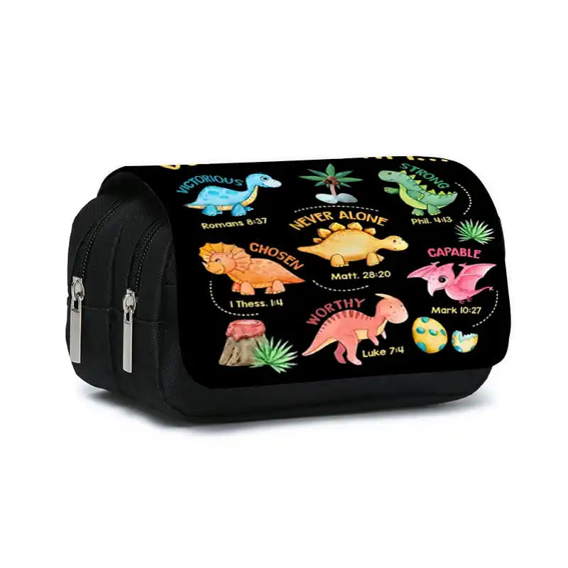 3D Dinosaur Pencil Case – Double-Layer Flip Pen Pouch for Kids