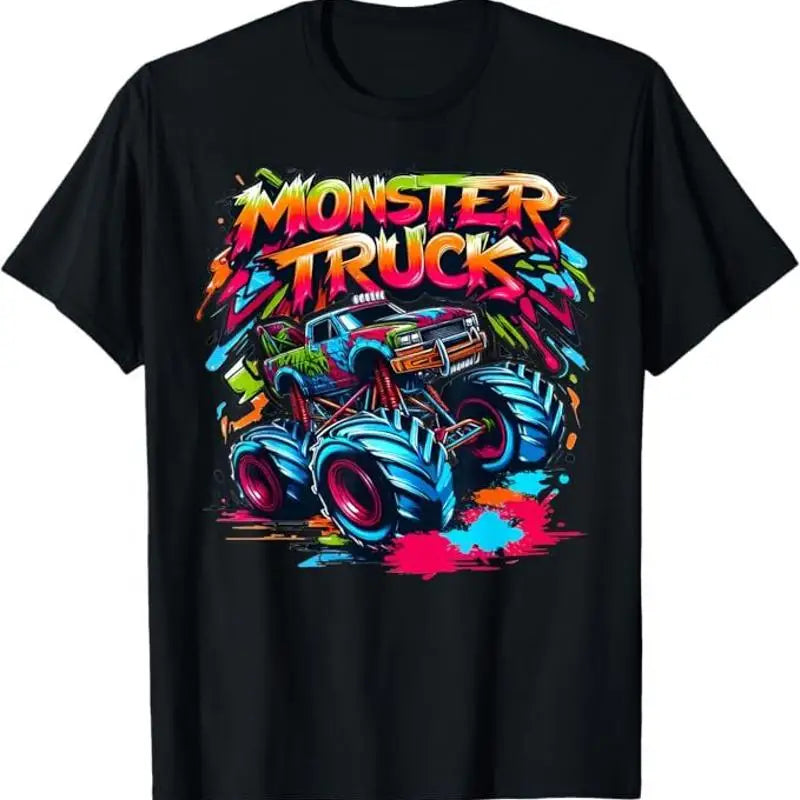 Monster Truck Retro Graffiti T-Shirt – Colorful Off-Road Design for Toddlers, Youth & Adults