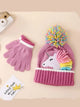 Girls Unicorn Winter Hat & Mittens (2–6Y)