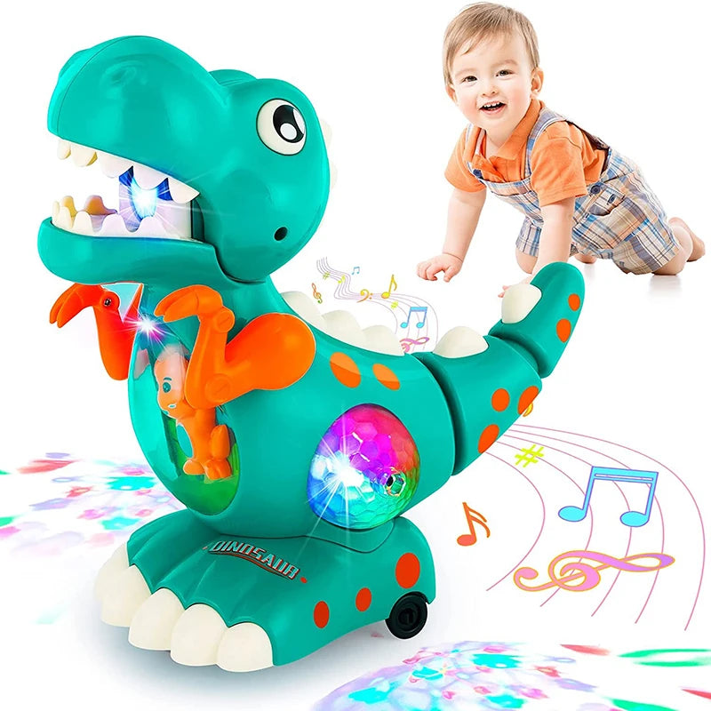 Light-Up Crawling Dinosaur Baby Toy – Musical Montessori Sensory Toy for Tummy Time & Gifts