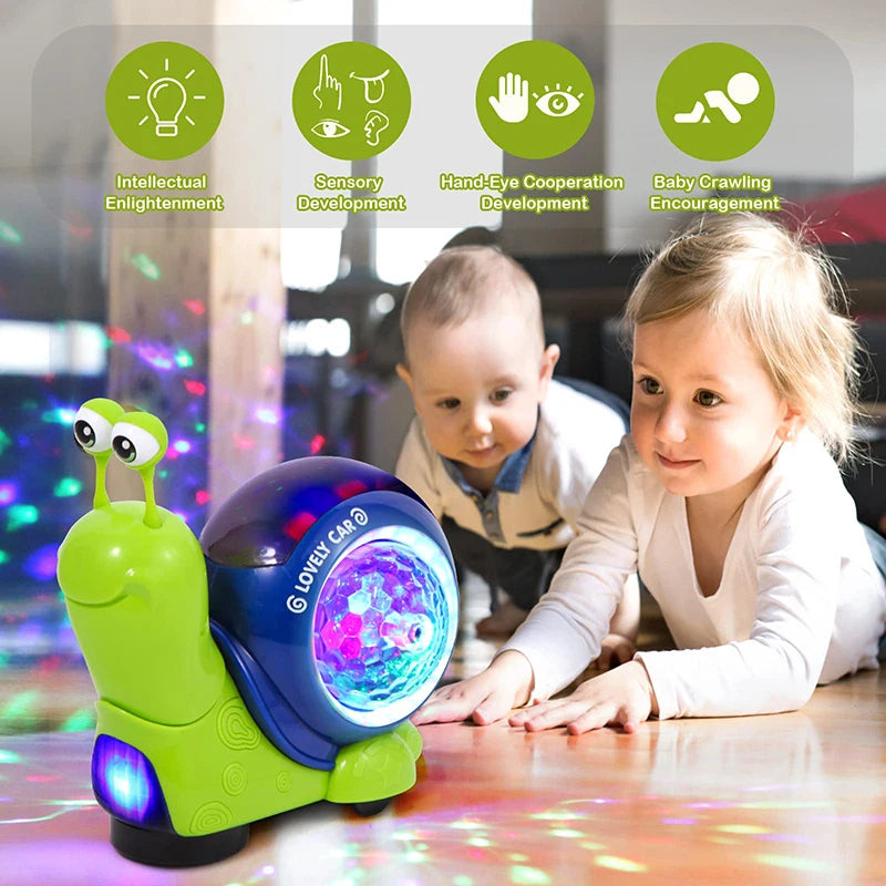 Crawling Crab & Snail Toy – Musical Light-Up Tummy Time Toy for Babies & Toddlers