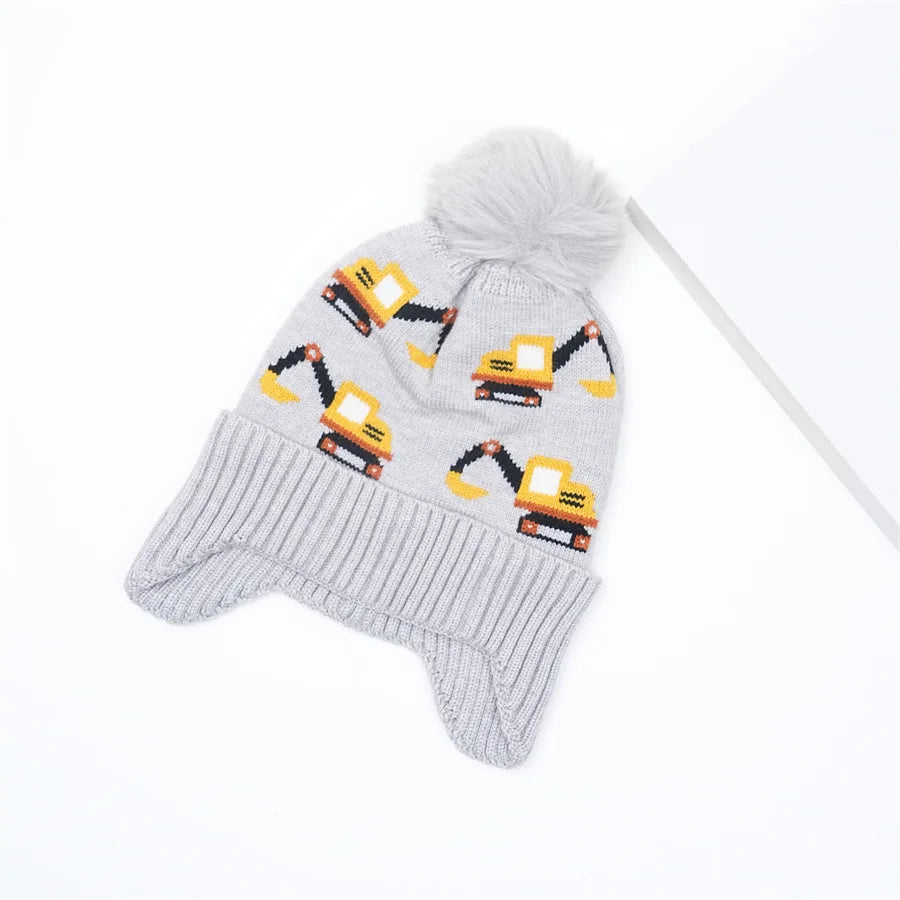 Warm Excavator Beanie with Earflaps (2–8Y)