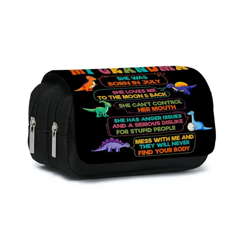 3D Dinosaur Pencil Case – Double-Layer Flip Pen Pouch for Kids
