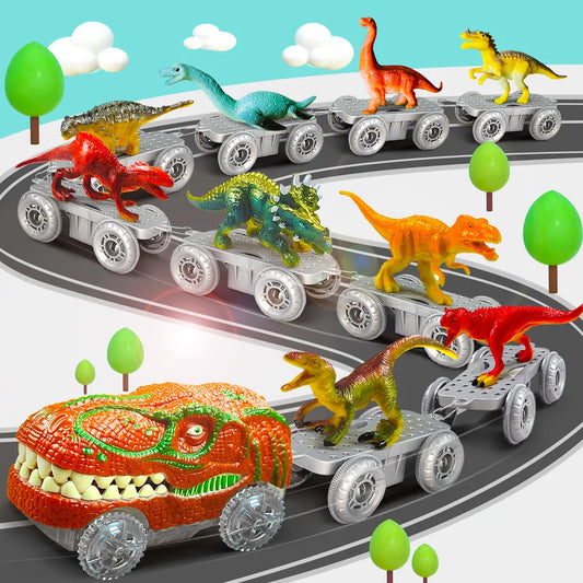 Dinosaur Race Track Toy – Flexible Track with Light-Up Car for Kids