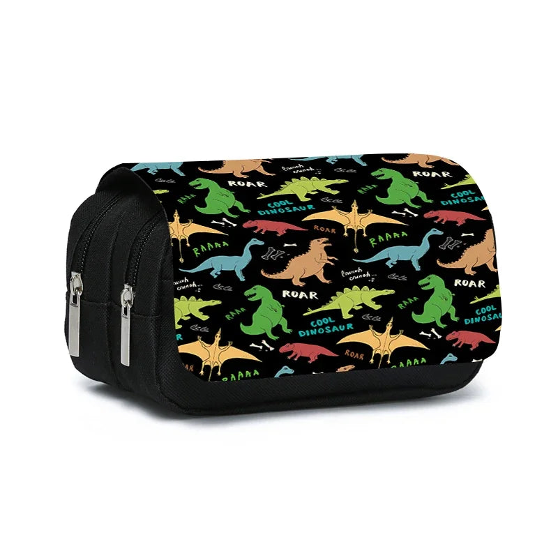 3D Dinosaur Pencil Case – Double-Layer Flip Pen Pouch for Kids