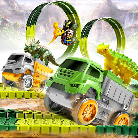Electric Dinosaur Track Car – Magic Flexible Climbing Railway Toy for Kids